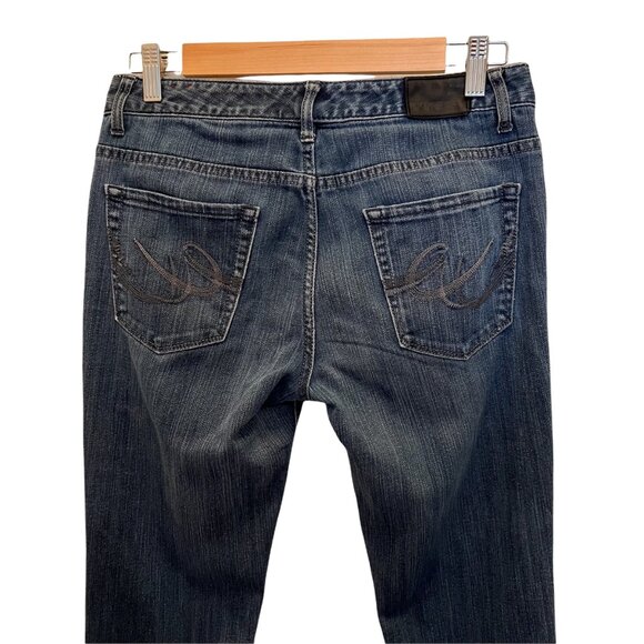 Express MIA Womens Ultra Skinny‎ Slightly Distressed Logo Blue Jeans Size 6 - Picture 4 of 8